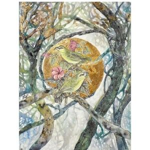 (Not Matted) Endangered Maui Parrotbill painting print  by AJJ ARTS